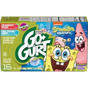 Yoplait GoGurt Fat Free Strawberry Splash & Cool Cotton Candy Yogurt Tubes Variety Pack