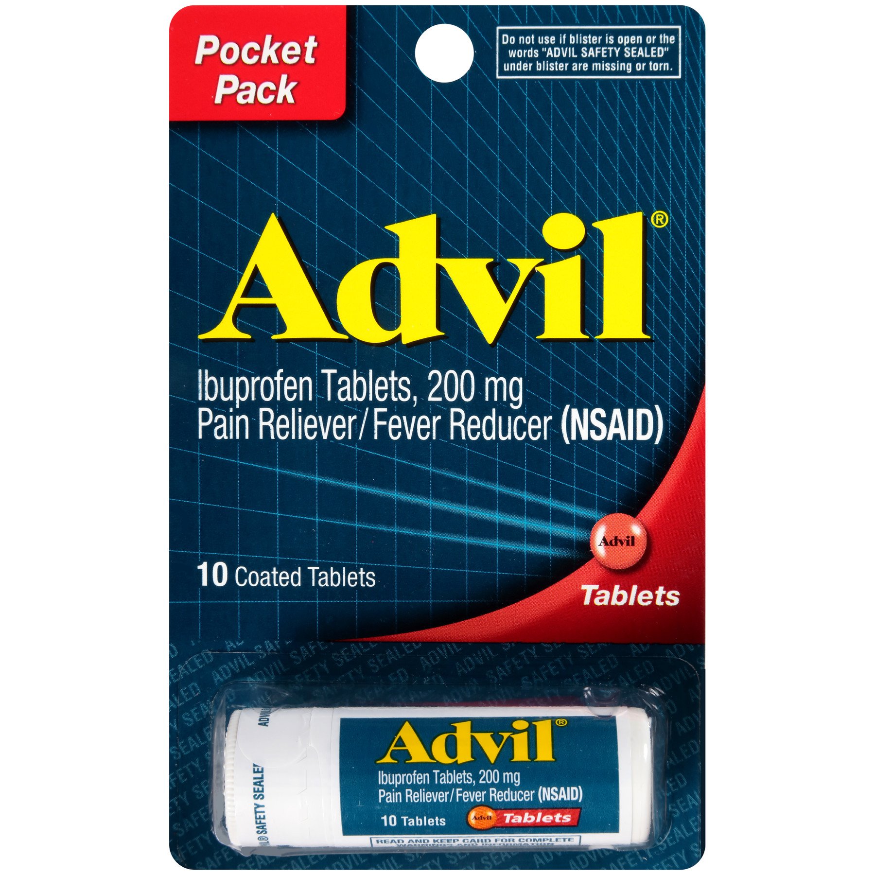 Advil Ibuprofen 200 mg Coated Tablets Pocket Pack Travel