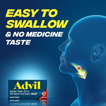 Advil Pain Reliever and Fever Reducer, Ibuprofen 200mg for Pain Relief