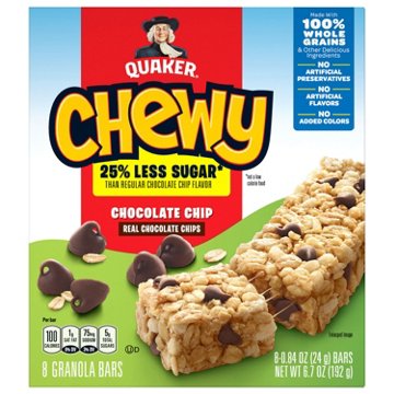 Quaker Chewy 25 Less Sugar Chocolate Chip Granola Bars