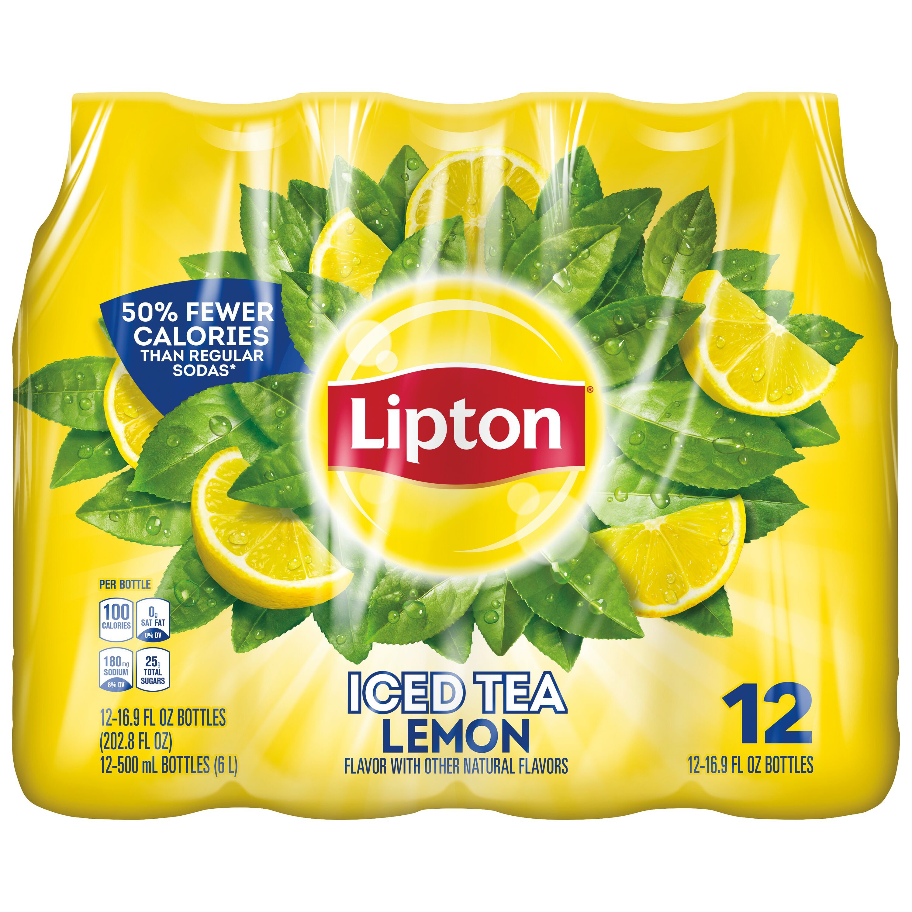 Lipton Iced Tea And Lemonade Half & Half, 16.9 Fl Oz, 12 Count, Size: 202.8 fl oz
