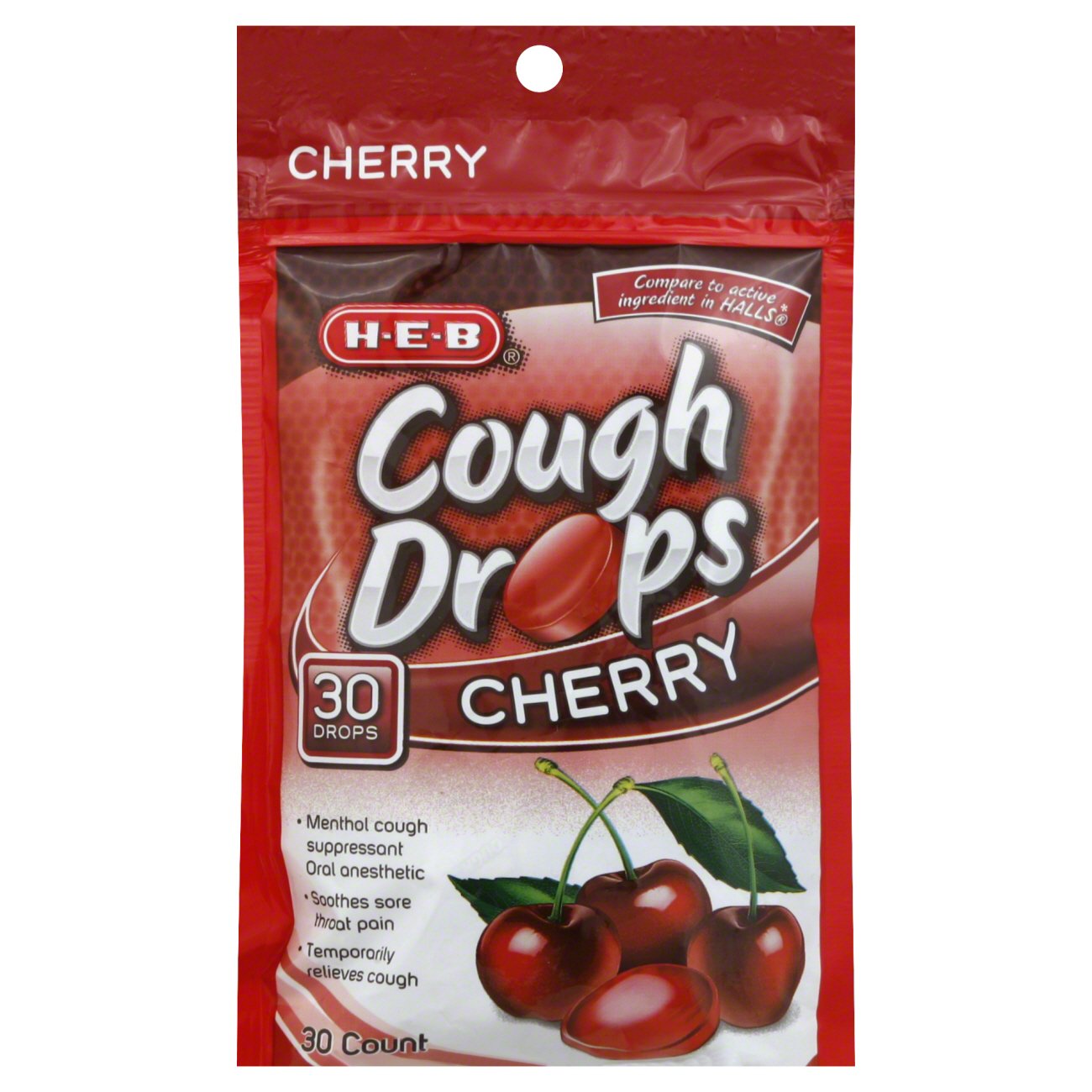 HALLS Relief Cherry Cough Drops, 30 Drops