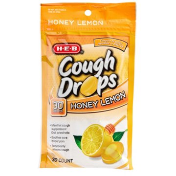 H-E-B Cough & Throat Relief Drops - Honey Lemon, 30 ct