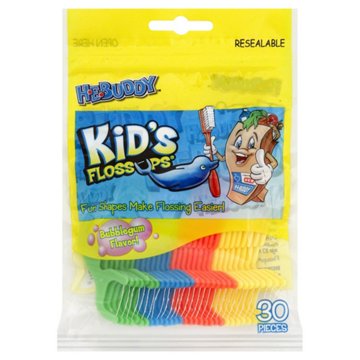 H-E-Buddy Kid’s Flossups Flossers - Bubblegum, 30 ct