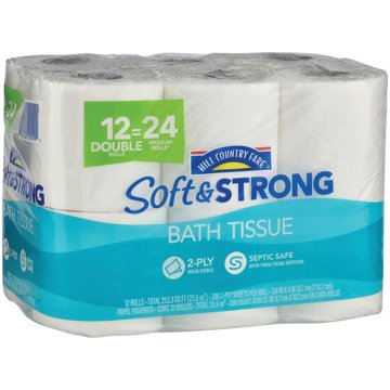 Hill Country Fare Soft & Strong Toilet Paper, 12 Double Rolls