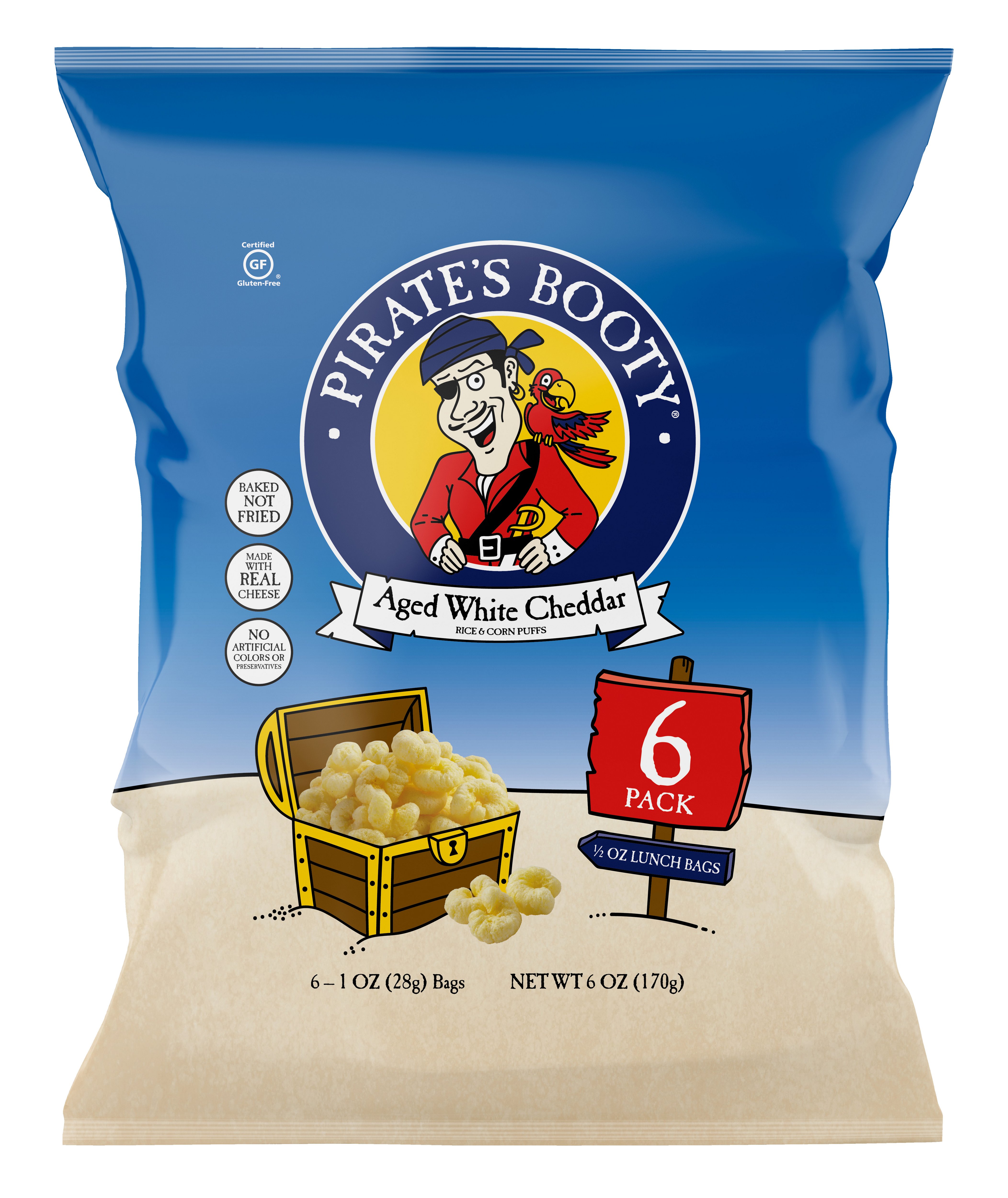 Pirate's Booty Baked Aged White Cheddar Rice and Corn Puffs 1 oz Bags