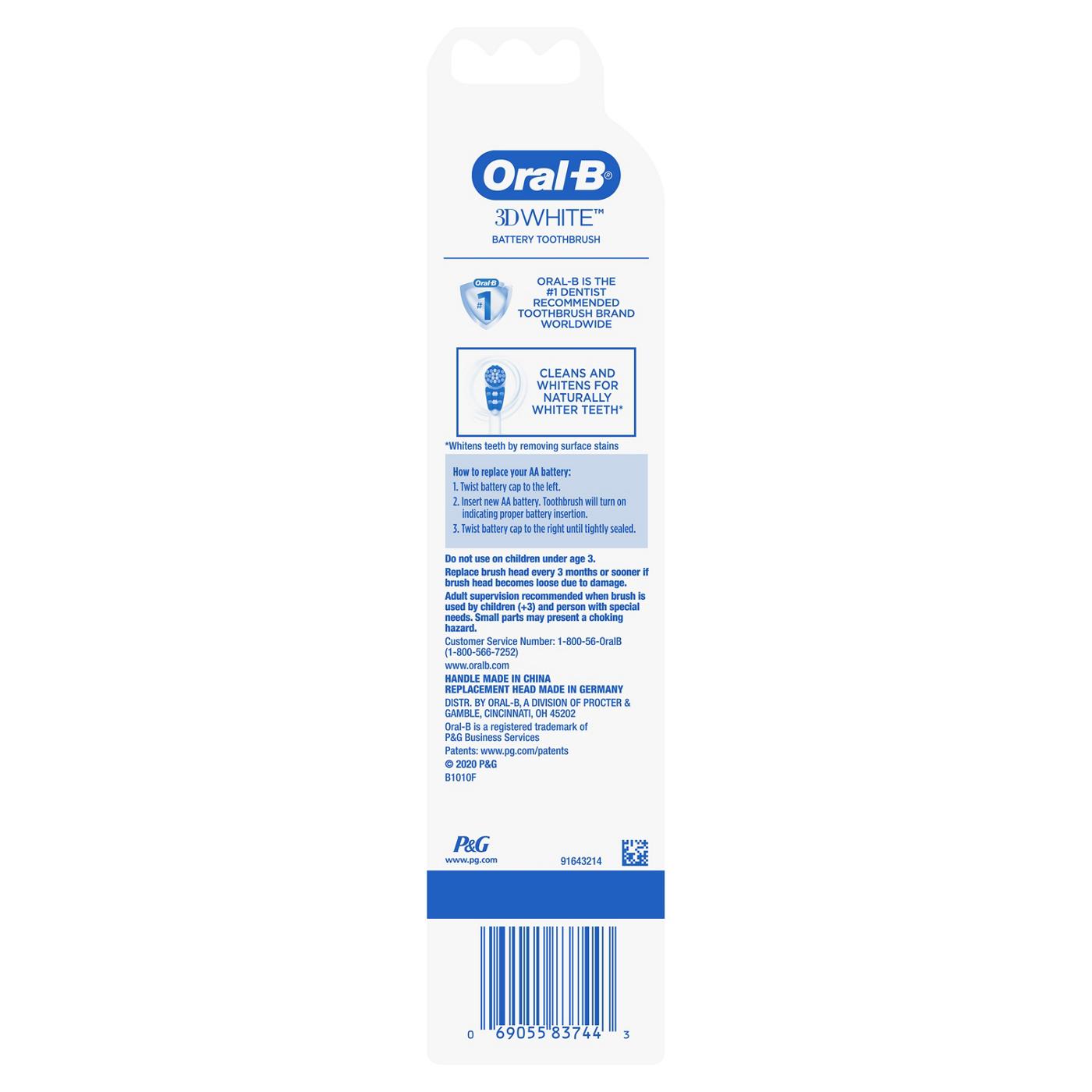 Oral-B 3D White Battery Powered Toothbrush; image 2 of 7