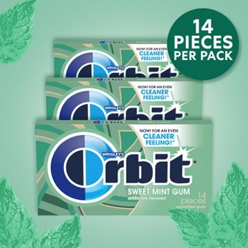 Orbit Sweet Mint Sugar Free Chewing Gum, 3 pk, 42 pc