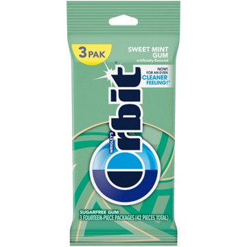 Orbit Sweet Mint Sugar Free Chewing Gum, 3 pk, 42 pc