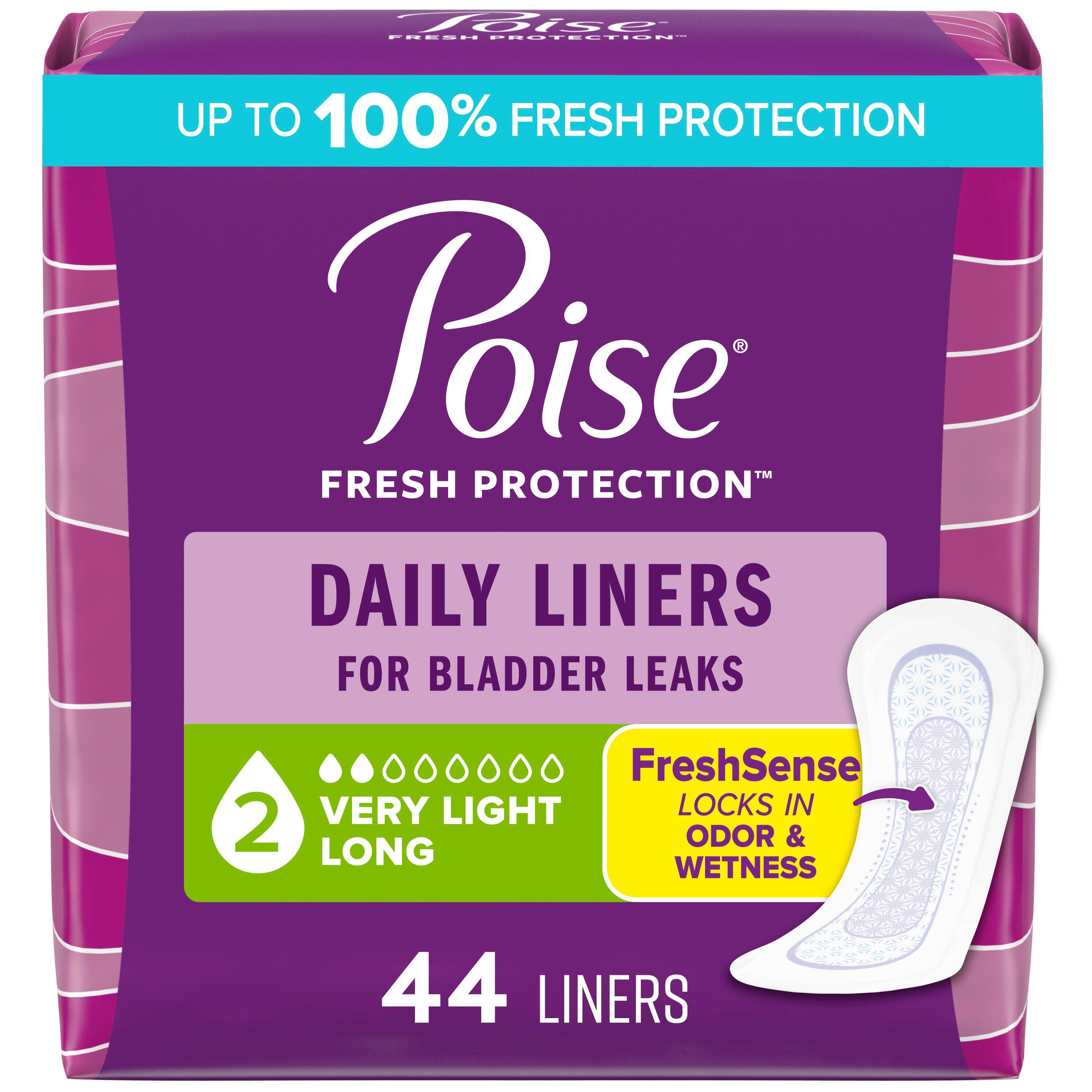 Poise Daily Incontinence Long Panty Liners Very Light Shop