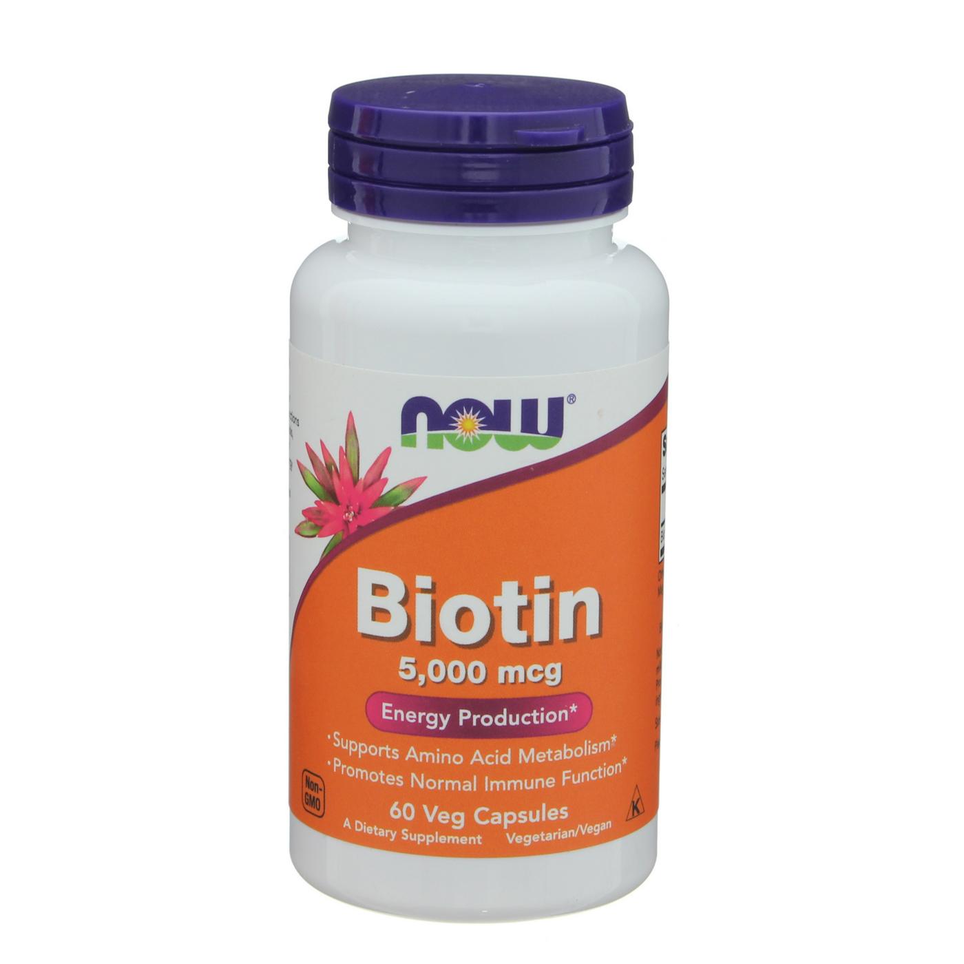 NOW Biotin 5000 mcg Capsules; image 1 of 2