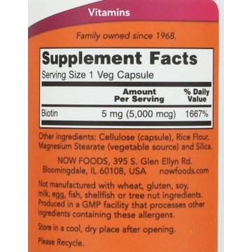 NOW Biotin 5000 mcg Capsules, 60 ct
