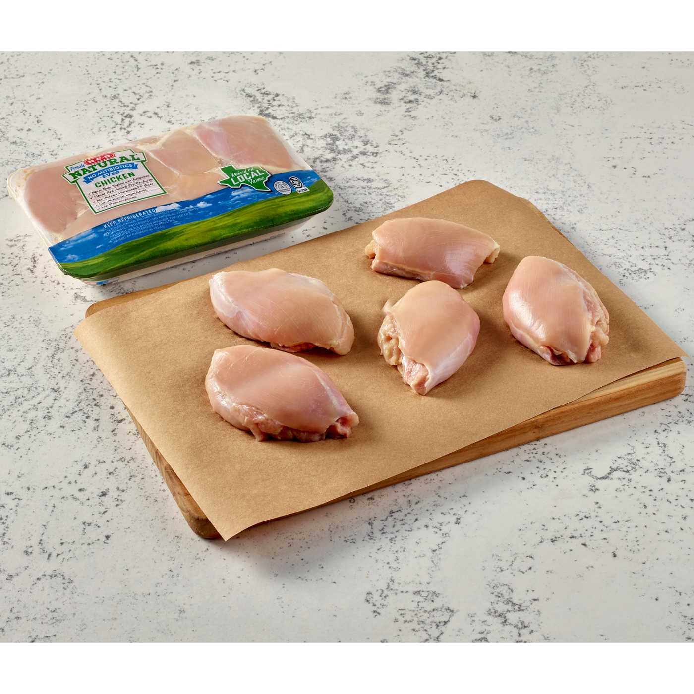 H-E-B Natural Boneless Skinless Chicken Thighs; image 2 of 3