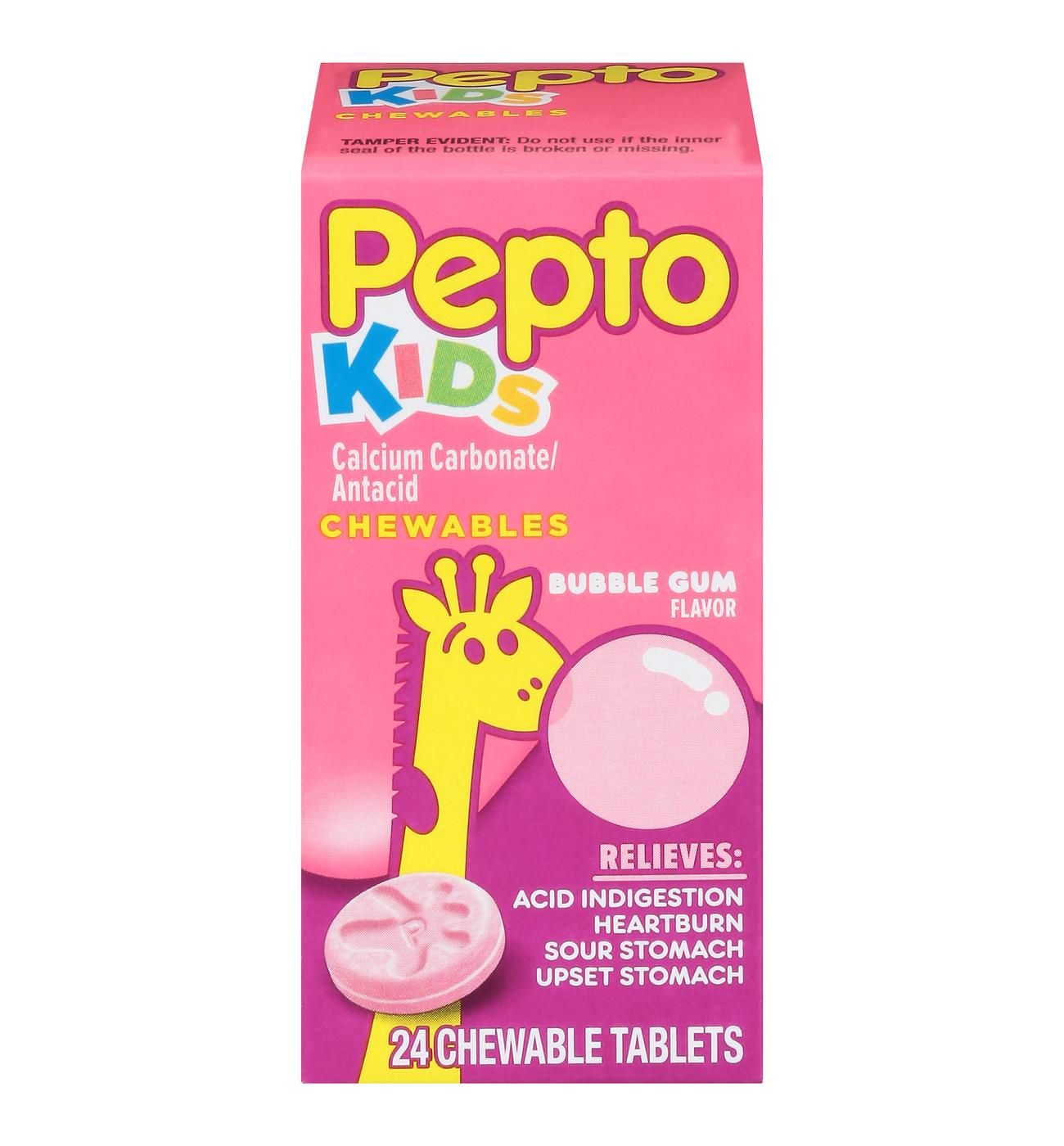 Pepto-Bismol Kid's Chewable Tablets for Heartburn, Acid Indigestion, Sour Stomach, & Upset Stomach, Bubblegum Flavor; image 1 of 4