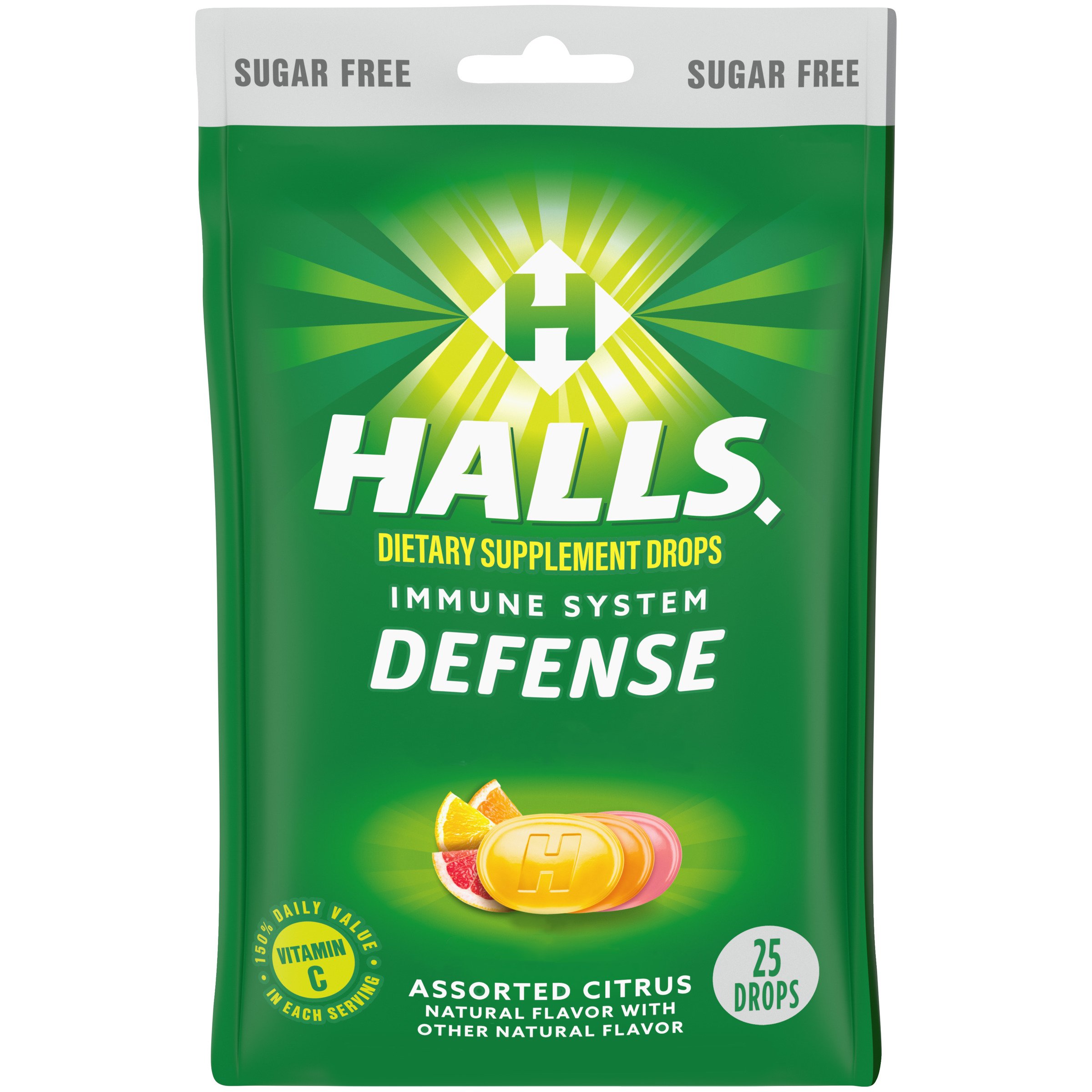 Halls Defense Vitamin C Cough Drops Sugar Free Assorted Citrus Shop