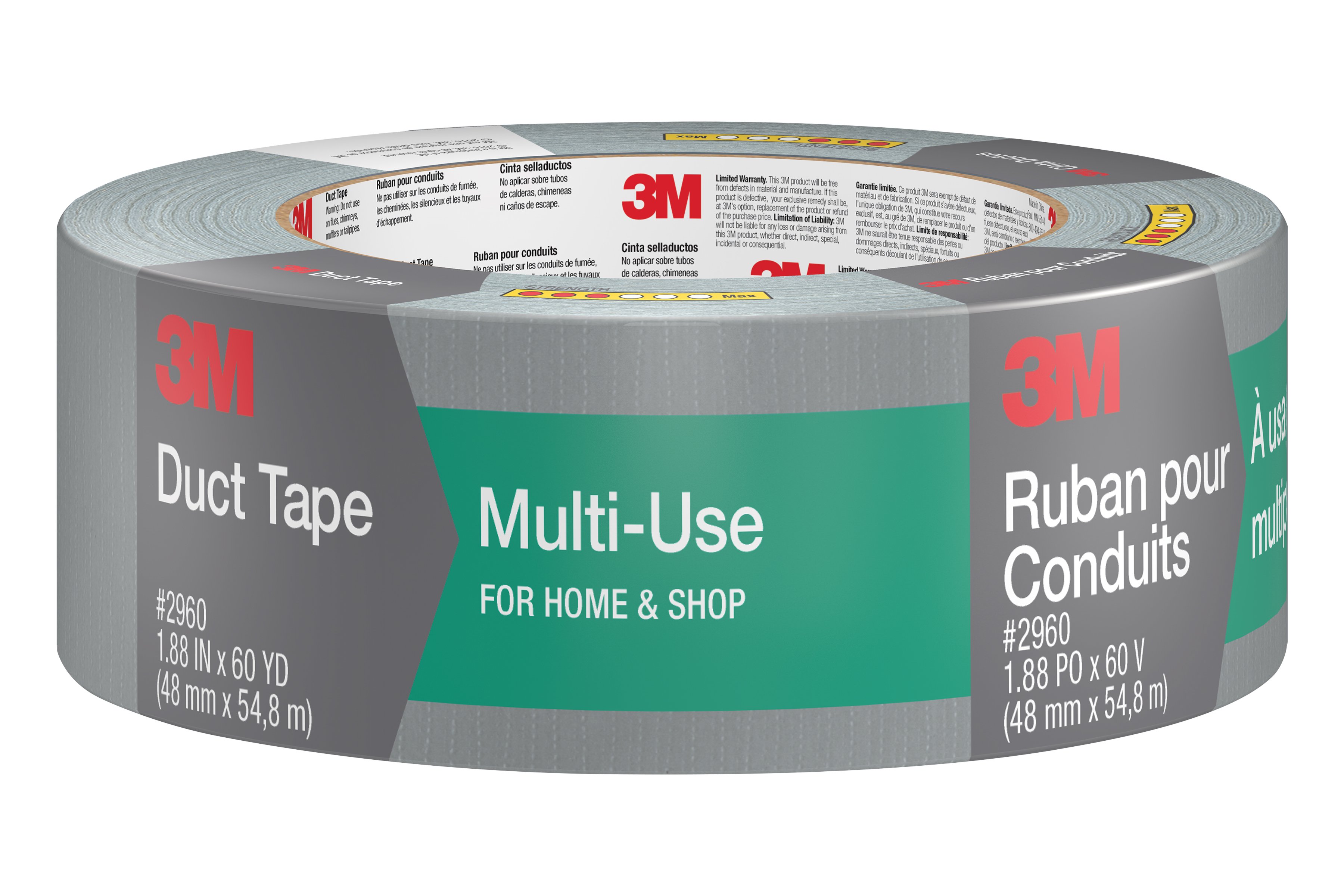 Durable 1.88" x 60 YD 3M Scotch Multi-Use Duct Tape 