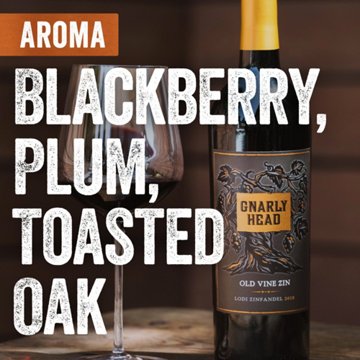 Gnarly Head Old Vine Zinfandel California Red Wine, 750 mL