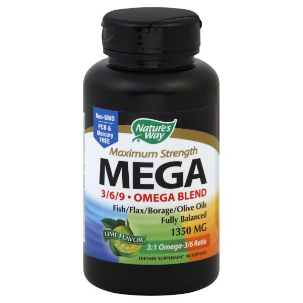 Nature's Way Maximum Strength Mega 3/6/9 Omega Blend 1350 mg Lime