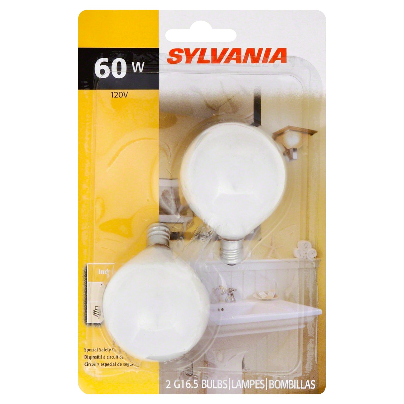 G16.5 Globe Light E12 Candelabra Base White/Frosted 120V Decorative Vanity Bulb 