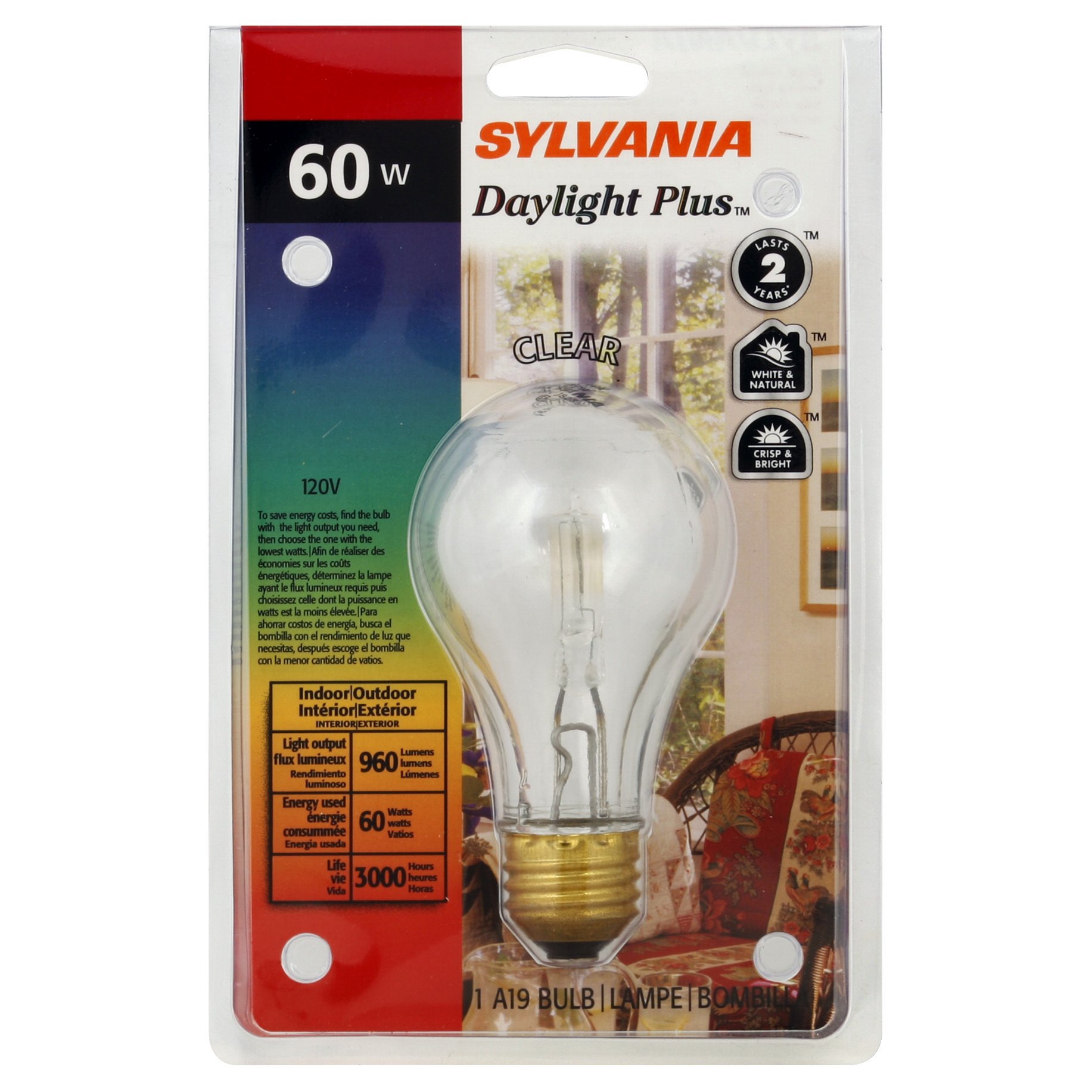 Sylvania A19 60Watt Daylight Plus Clear Indoor/Outdoor Light Bulb