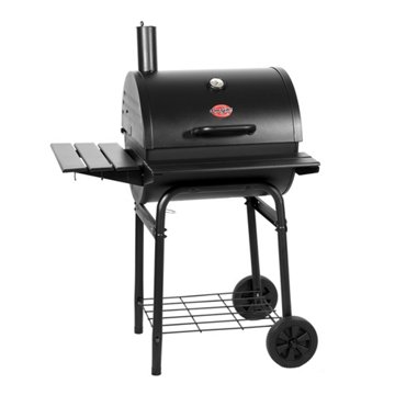 Char-Griller Wrangler Charcoal Grill with Wood Shelves, 50" x 35"