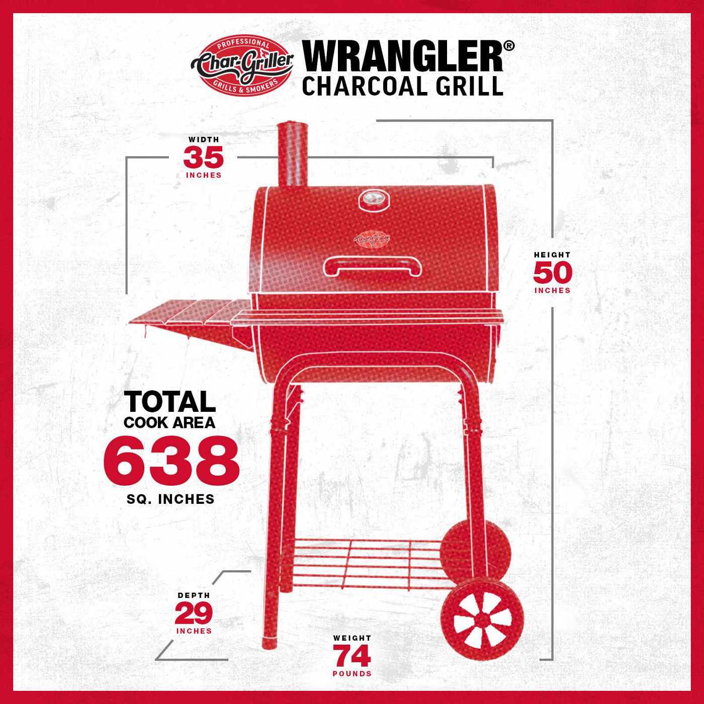 CharGriller Wrangler Charcoal Grill with Wood Shelves Shop Grills
