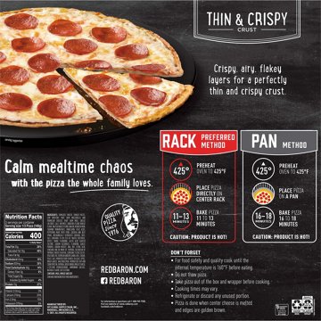 Red Baron Pepperoni Thin Crust Frozen Pizza, 15.78 oz