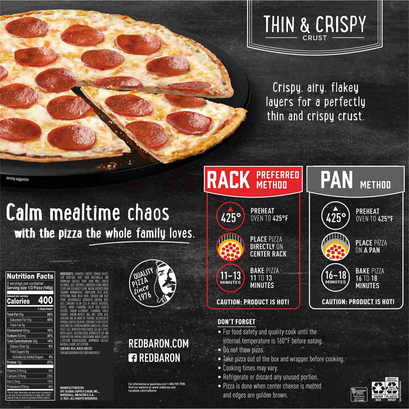 Red Baron Thin & Crispy Crust Frozen Pizza - Pepperoni; image 2 of 2