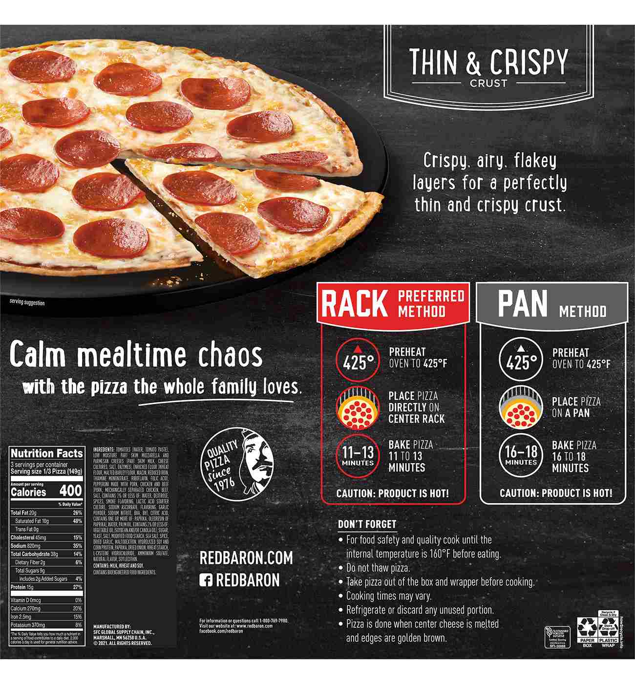 Red Baron Pepperoni Thin Crust Frozen Pizza; image 5 of 10