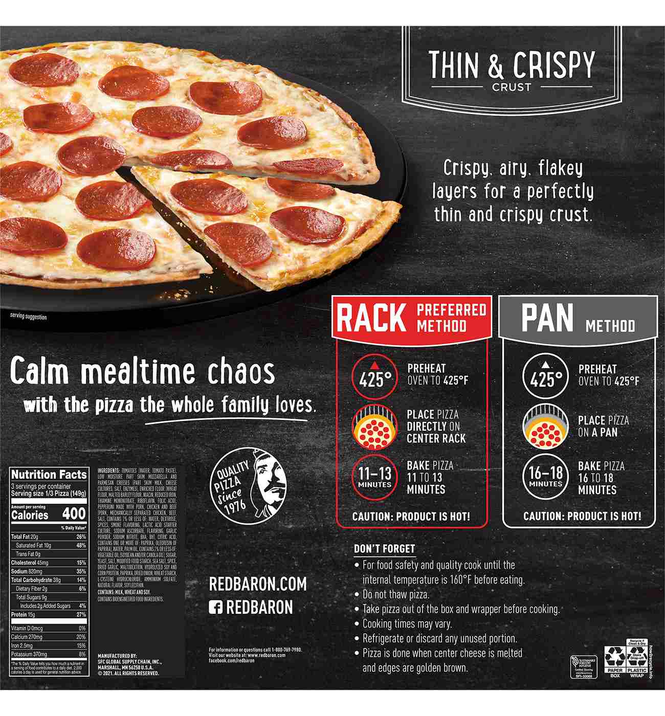 Red Baron Pepperoni Thin Crust Frozen Pizza; image 5 of 7