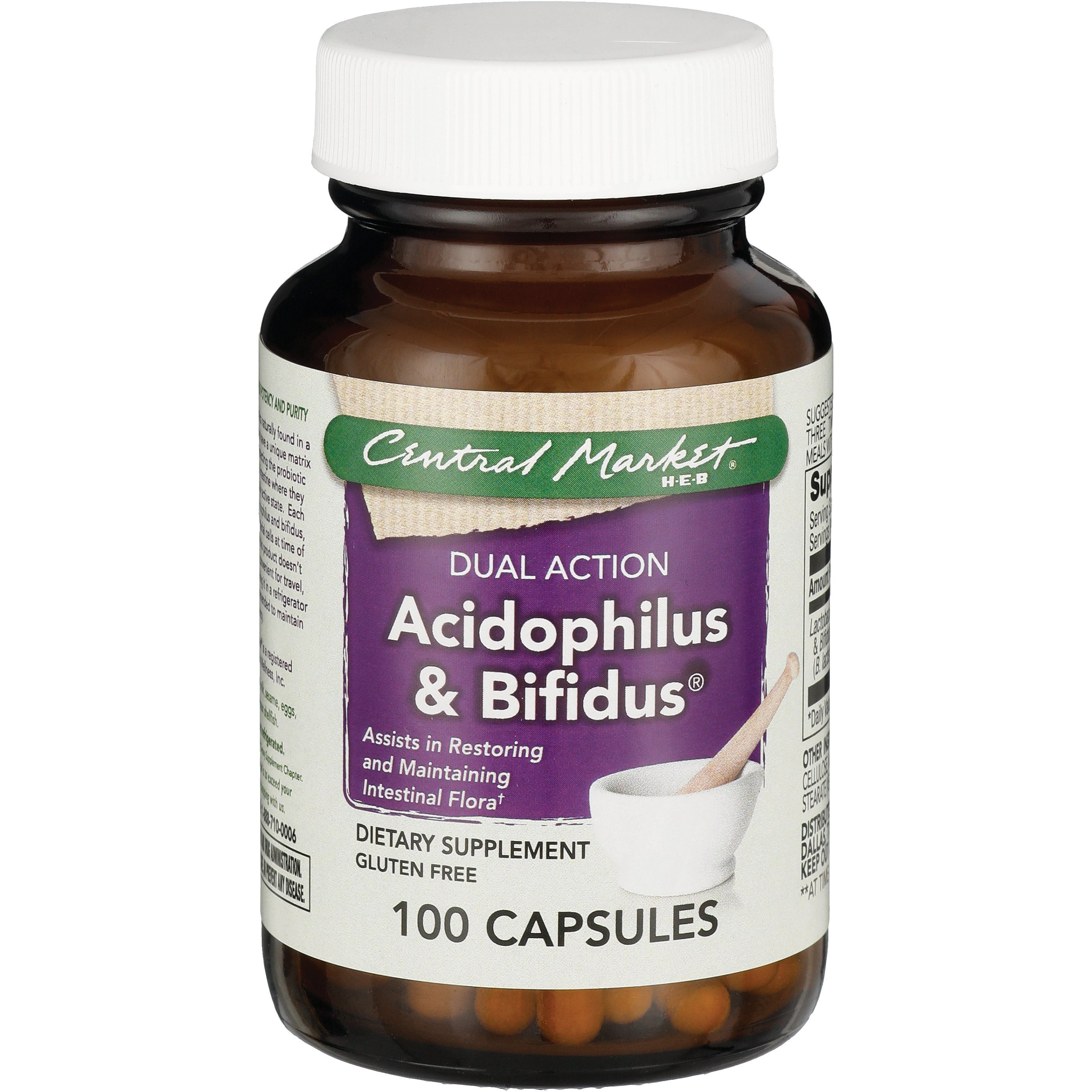 Central Market Acidophilus And Bifidus Dual Action Capsules Shop Diet