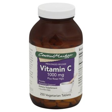 Central Market Vitamin C 1000 mg Plus Rose Hips Prolonged Release Vegetarian Tablets, 250 ct