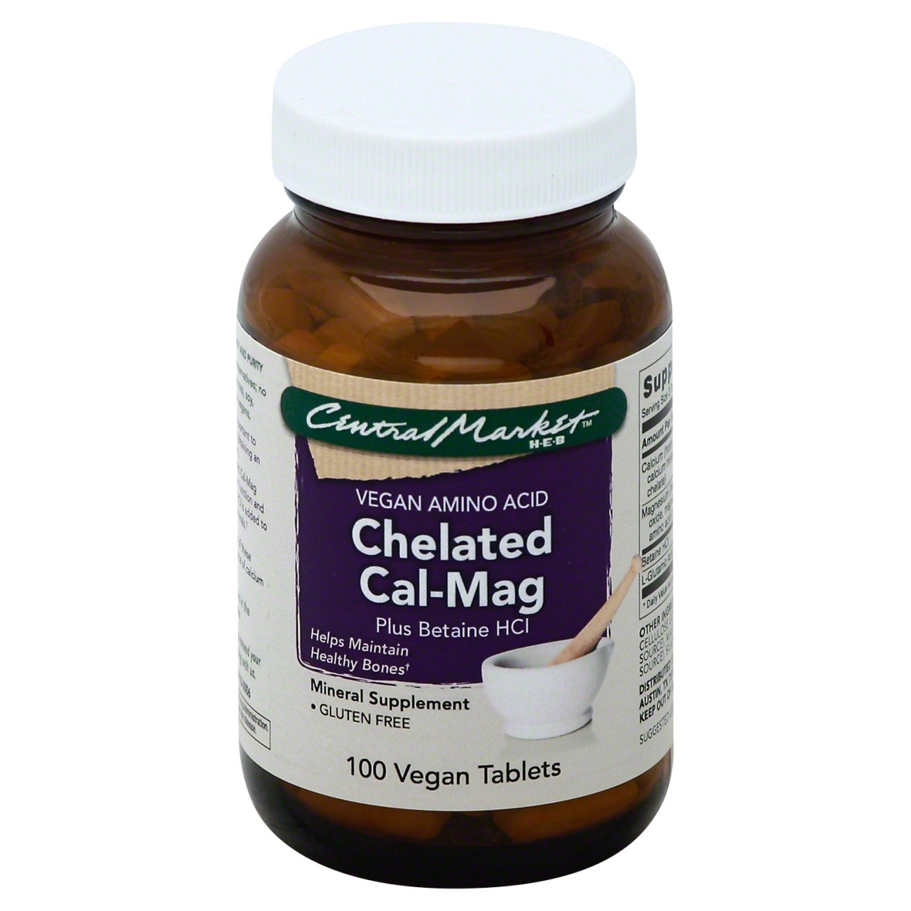 Central Market Chelated CalMag Plus Betaine Vegan Amino Acid Tablets