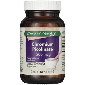 Central Market Chromium Picolinate 200 mcg Capsules, 250 ct