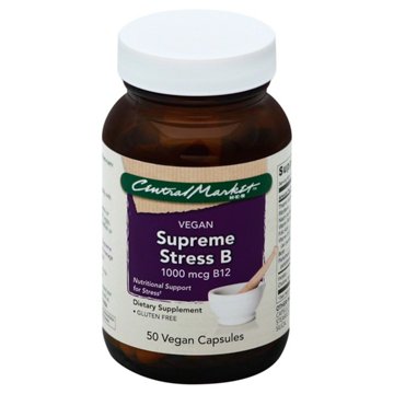 Central Market Supreme Stress B 1000 mcg B12 Vegan Capsules, 50 ct