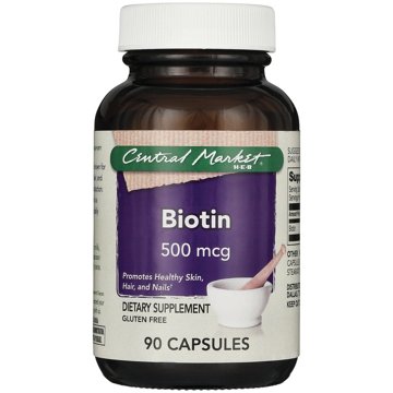 Central Market Biotin 500 mcg Capsules, 90 ct