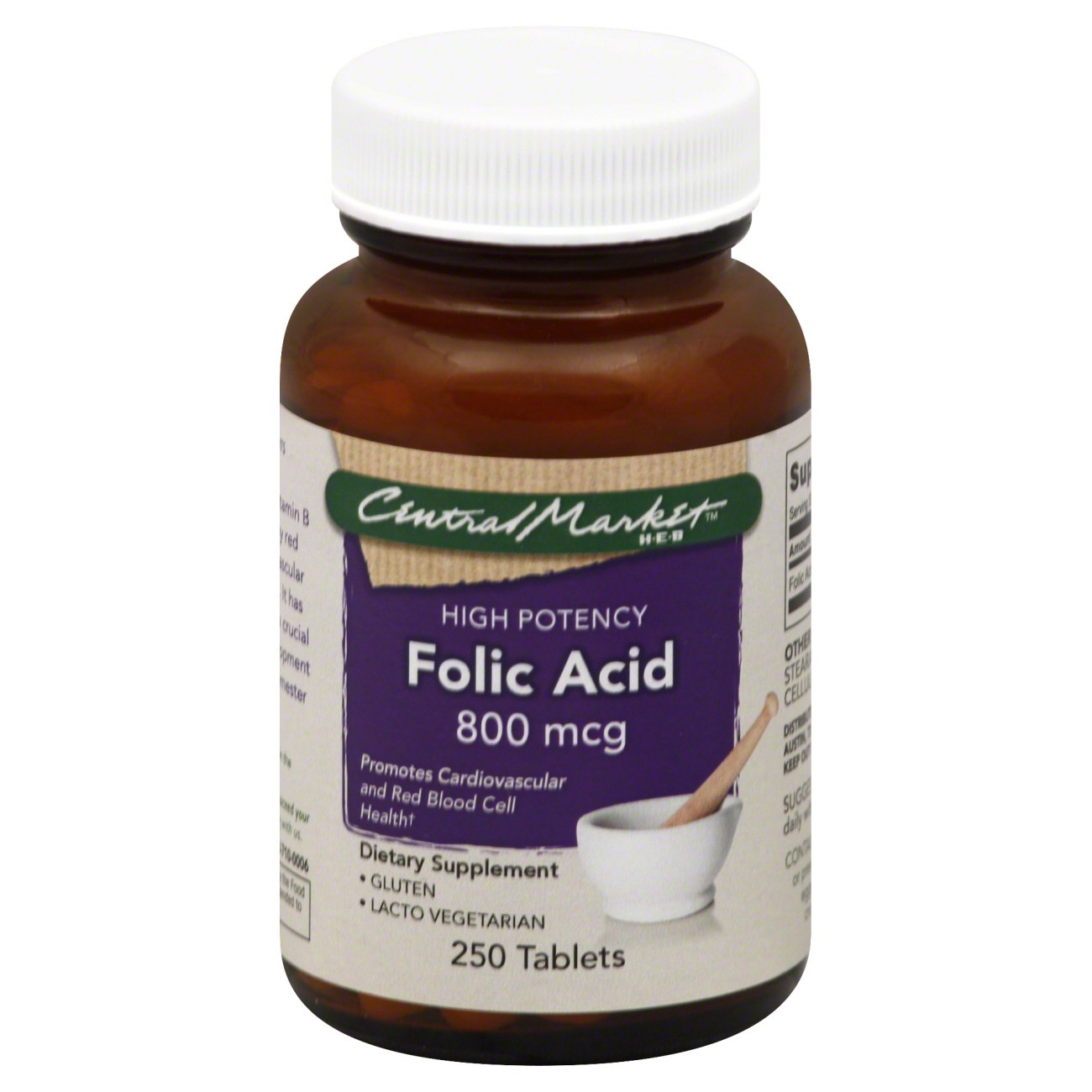 Central Market Folic Acid 800 Mcg High Potency Tablets - Shop Vitamins ...