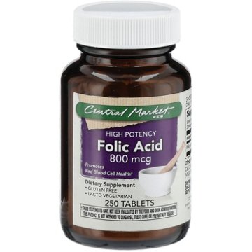 Central Market Folic Acid 800 mcg High Potency Tablets, 250 ct