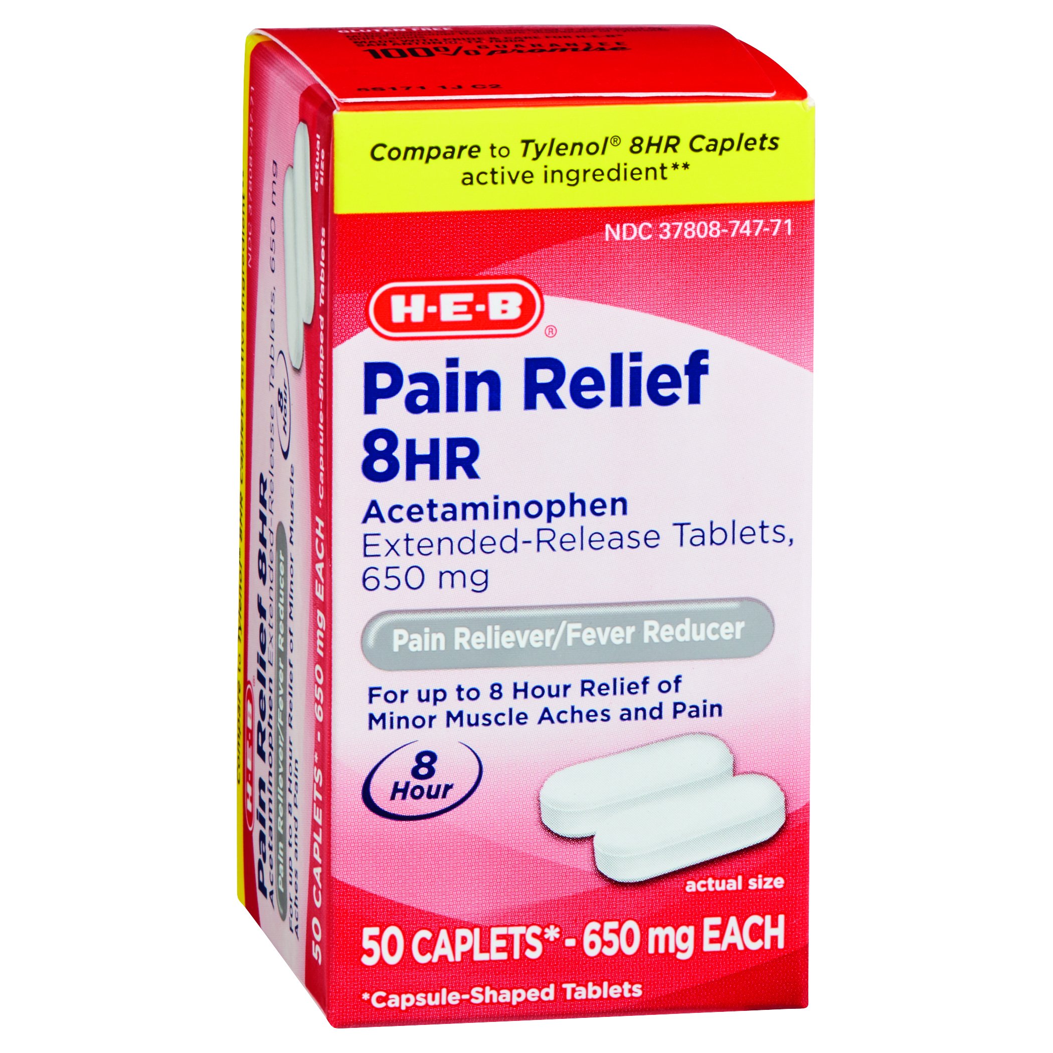 HEB Pain Relief 8 Hour Acetaminophen 650 mg Extended Release Caplets