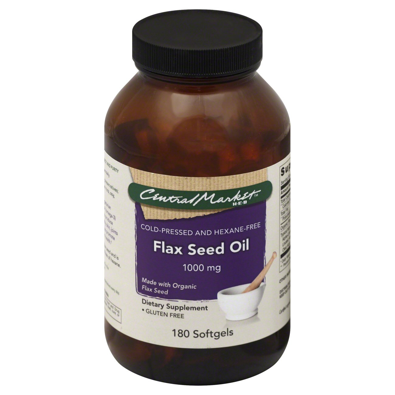 Central Market Flax Seed Oil 1000 mg Softgels Shop Diet & fitness at