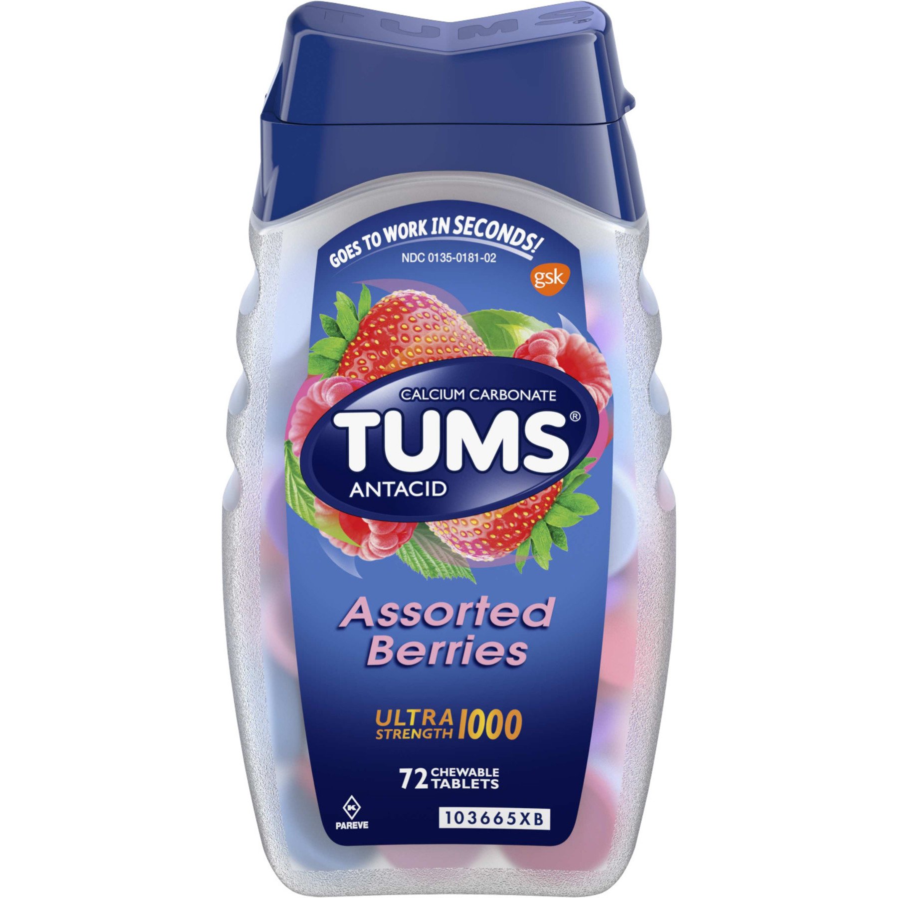 Tums Ultra Strength 1000 Assorted Berries Chewable Tablets Shop