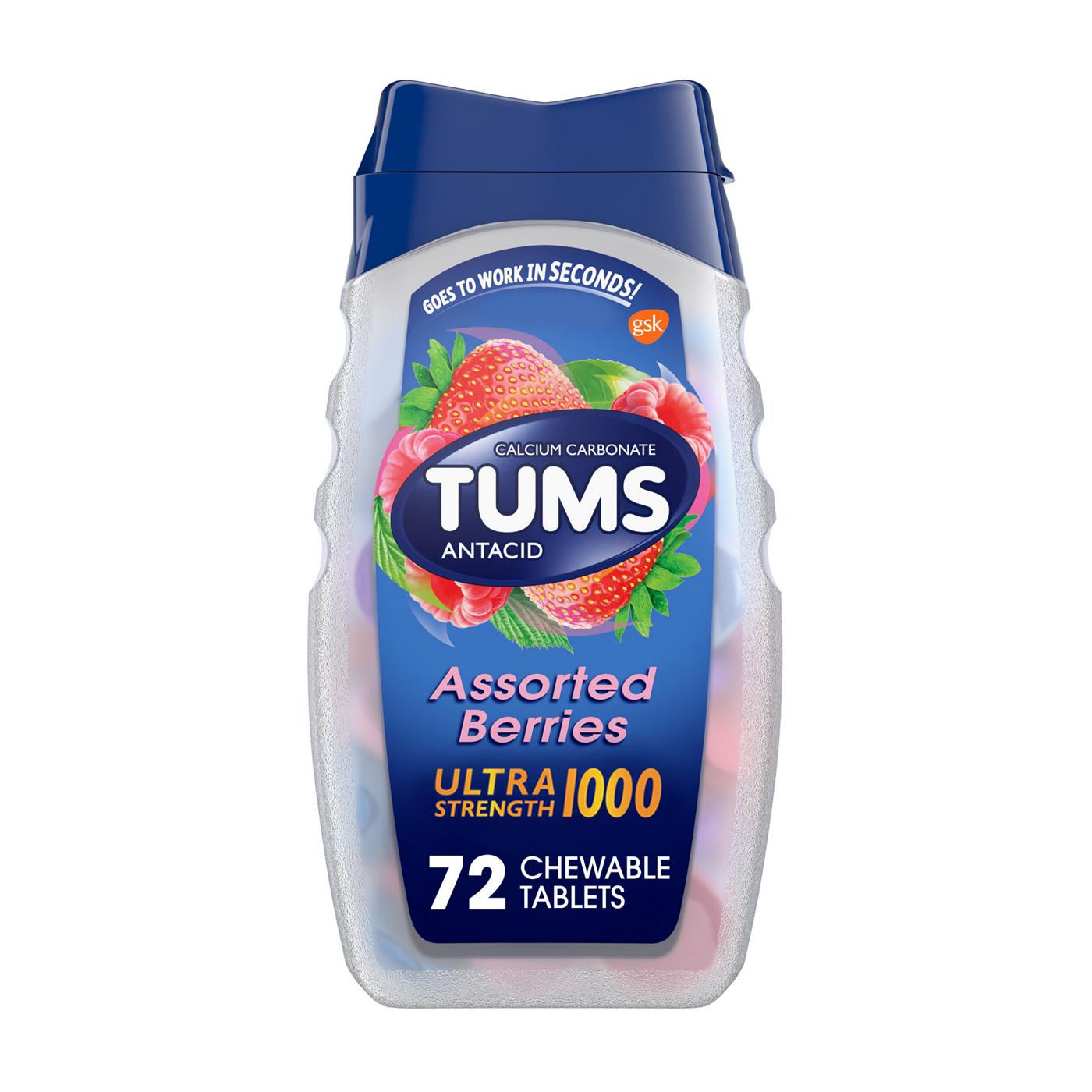 Tums Ultra Strength Chewable Antacid Tablets for Heartburn Relief, Assorted Berries; image 1 of 8
