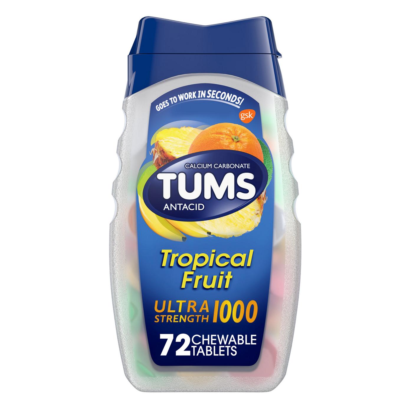 Tums Chewable Antacid Tablets for Ultra Strength Heartburn Relief, Tropical Fruit; image 1 of 7