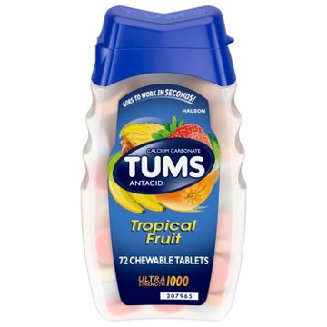 Tums Chewable Antacid Tablets for Ultra Strength Heartburn Relief, Tropical Fruit