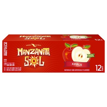 Manzanita Sol Apple Soda Soft Drink 12 pk Cans