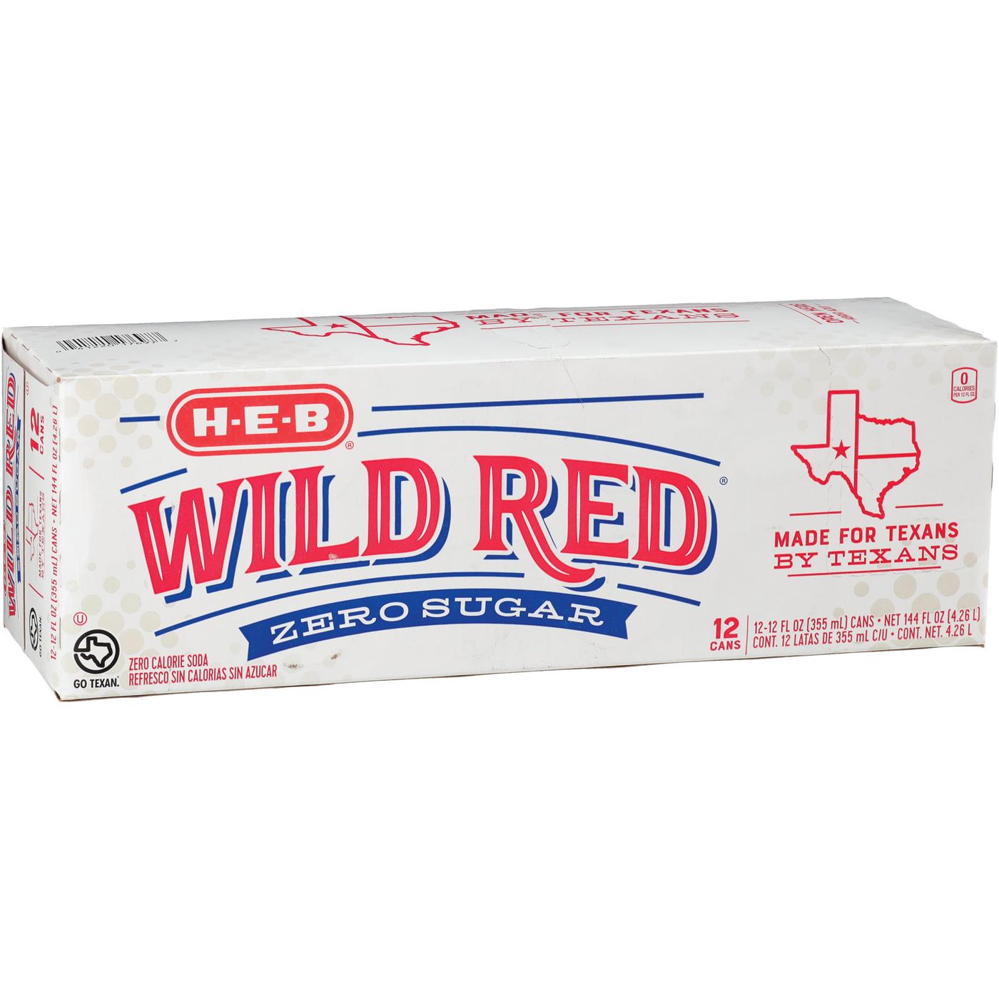 H-E-B Zero Sugar Wild Red Soda 12 pk Cans; image 2 of 2