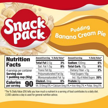 Snack Pack Banana Cream Pie Pudding Cups, 4 ct