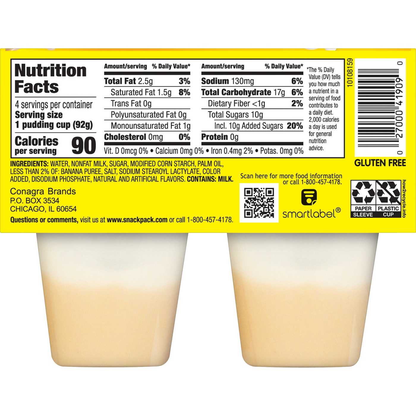 Snack Pack Banana Cream Pie Pudding Cups Shop Pudding & gelatin at HEB