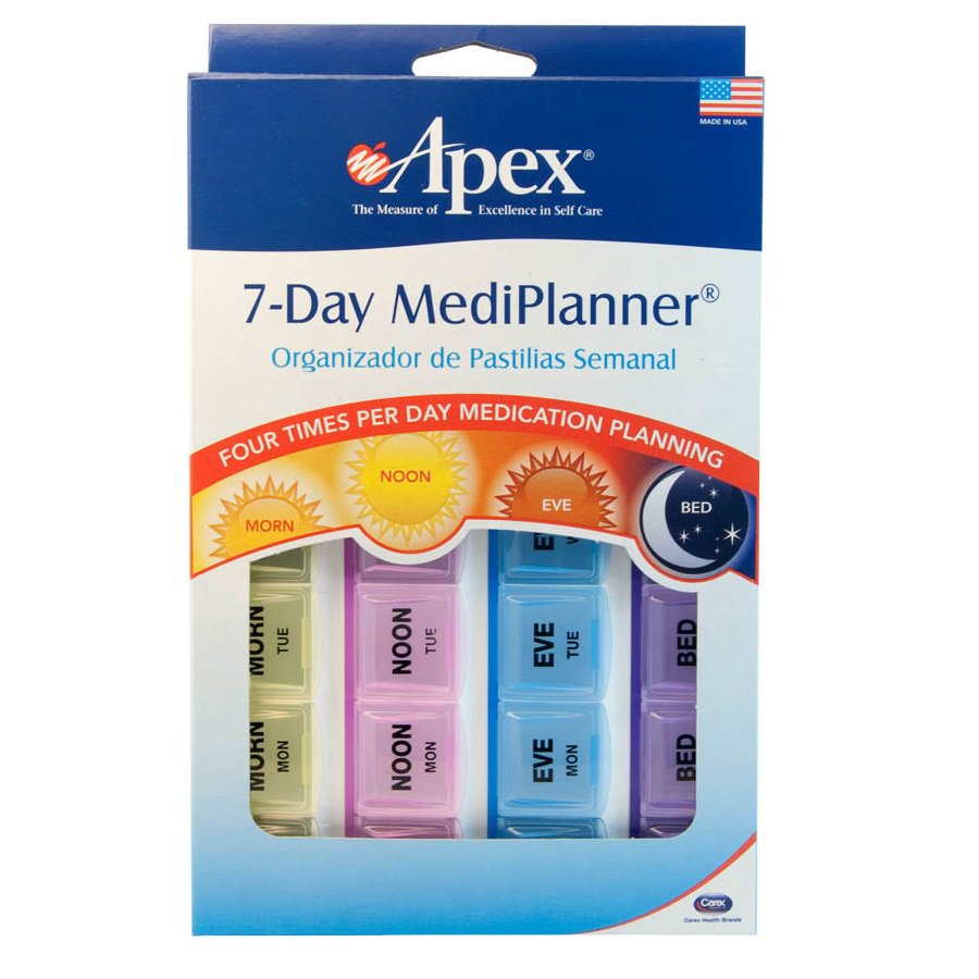 Apex Twice-a-Day Weekly Pill Organizer, Pill Dispenser