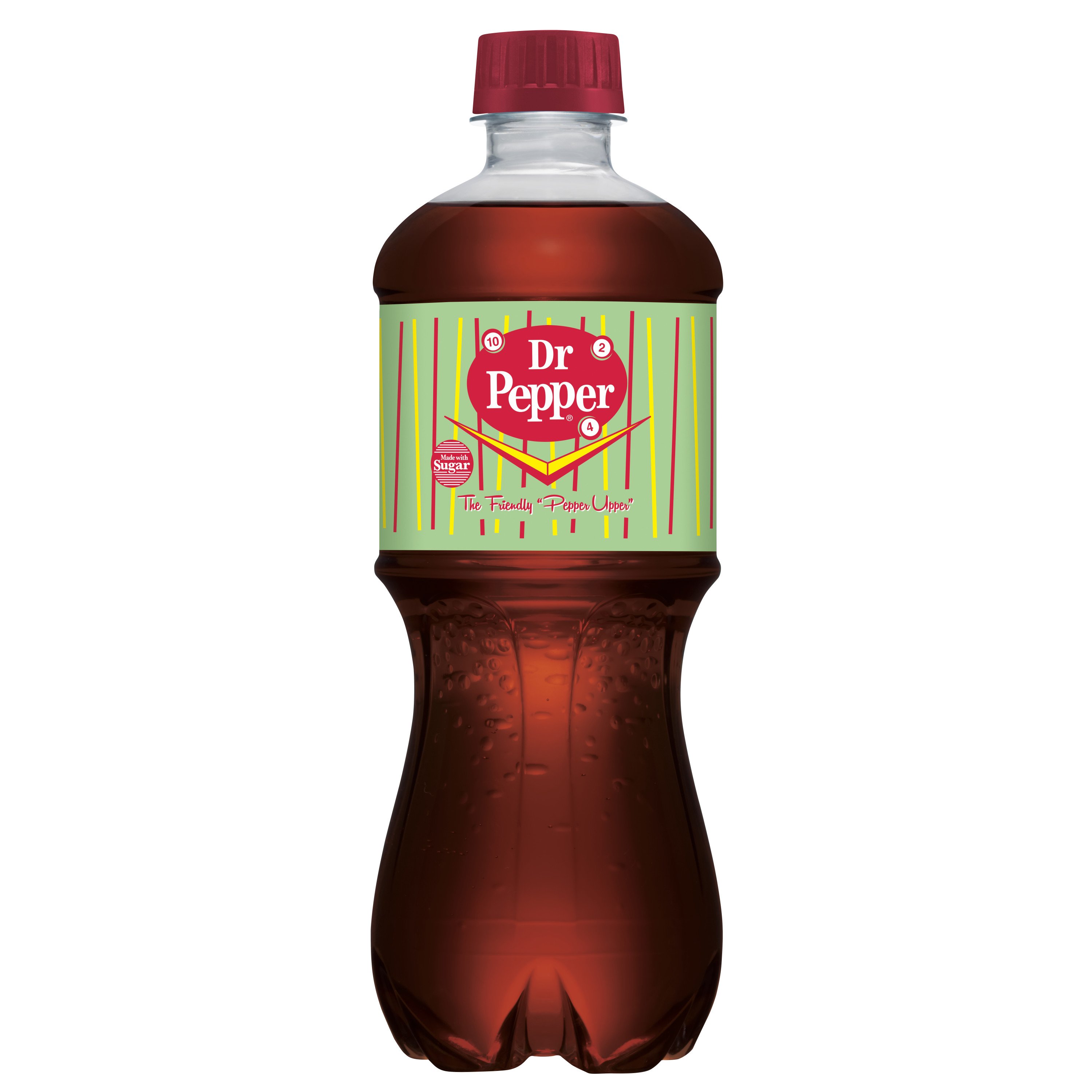 New DR PEPPER Made With REAL SUGAR Soda Pop (4) 12 Oz Glass Bottles